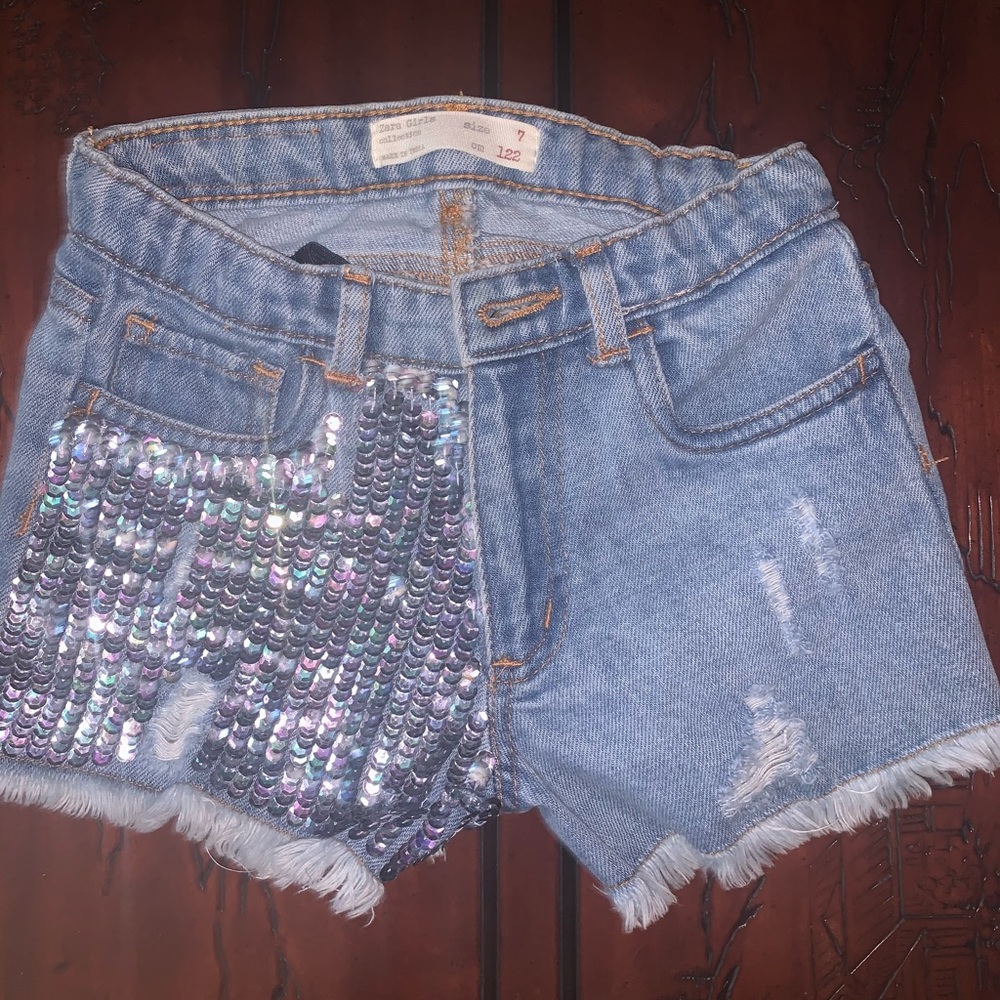 Denim shorts with sequin detail